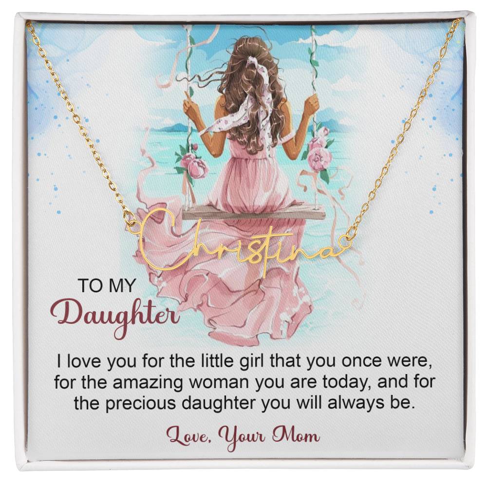 To My Daughter Signature Style Name Necklace