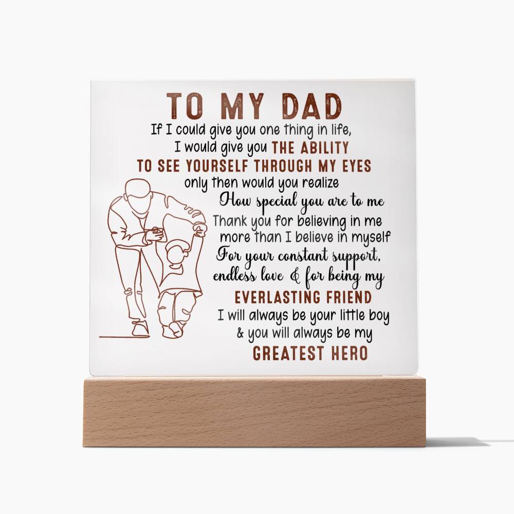 Surprise the remarkable dad in your life with this meaningful gift! Featuring a classic “To My Dad, My Greatest Hero” design, this customizable item also includes space to add your own name. Show your dad you care with this heartfelt item from Emporium Discounts. Personalize it and make it extra special for your dad with a name, date, or message of your own. This one-of-a-kind gift is sure to be treasured for years to come.