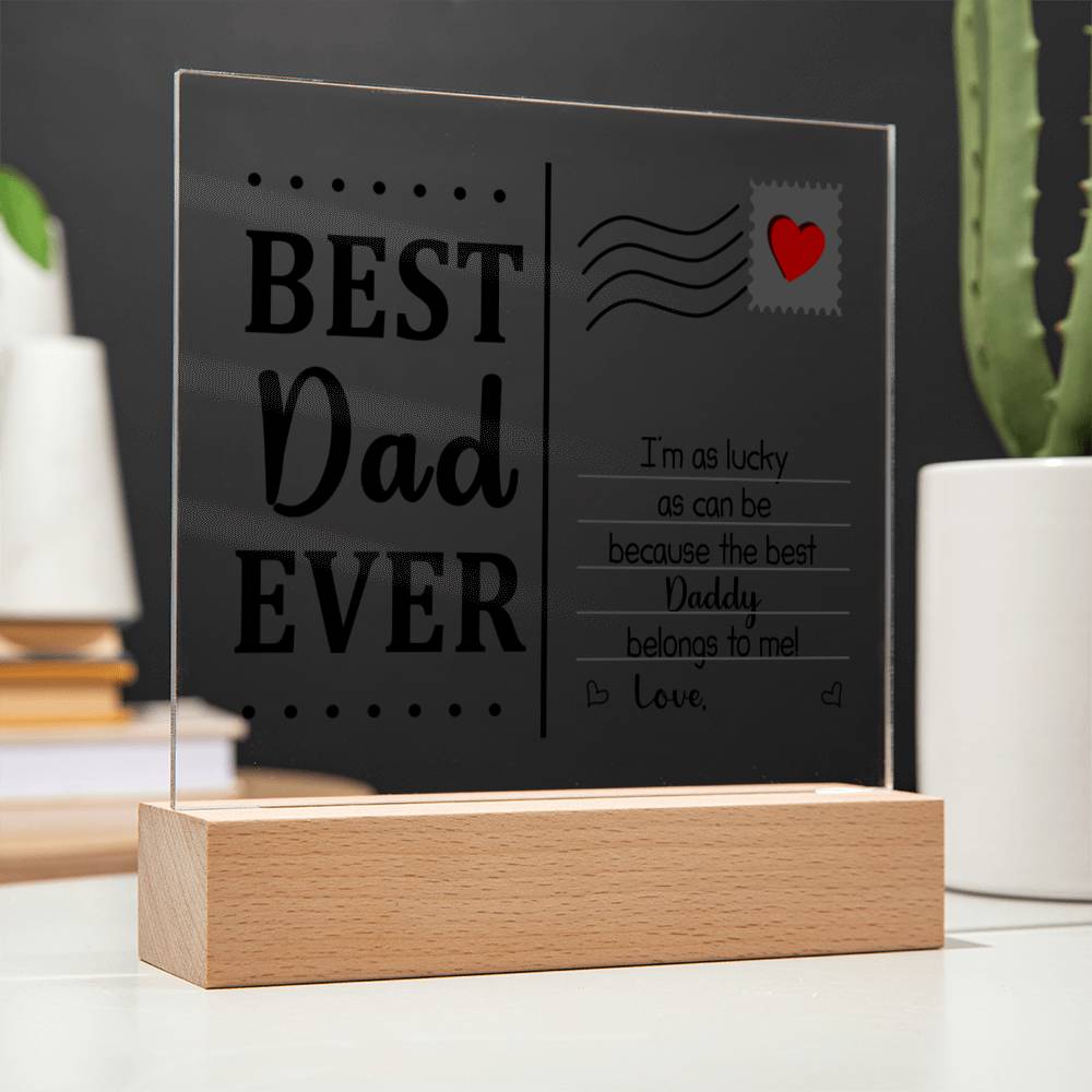The Best Dad Ever Acrylic Post Card is a perfect choice to show your gratitude for your dad's efforts.  Personalise it with your name at the end of the message. It's a unique gift that will last a lifetime - bring a smile to your dad's face with this precious token of appreciation.  Don't forget to add a heartfelt message to solidify the love you have for your dad.