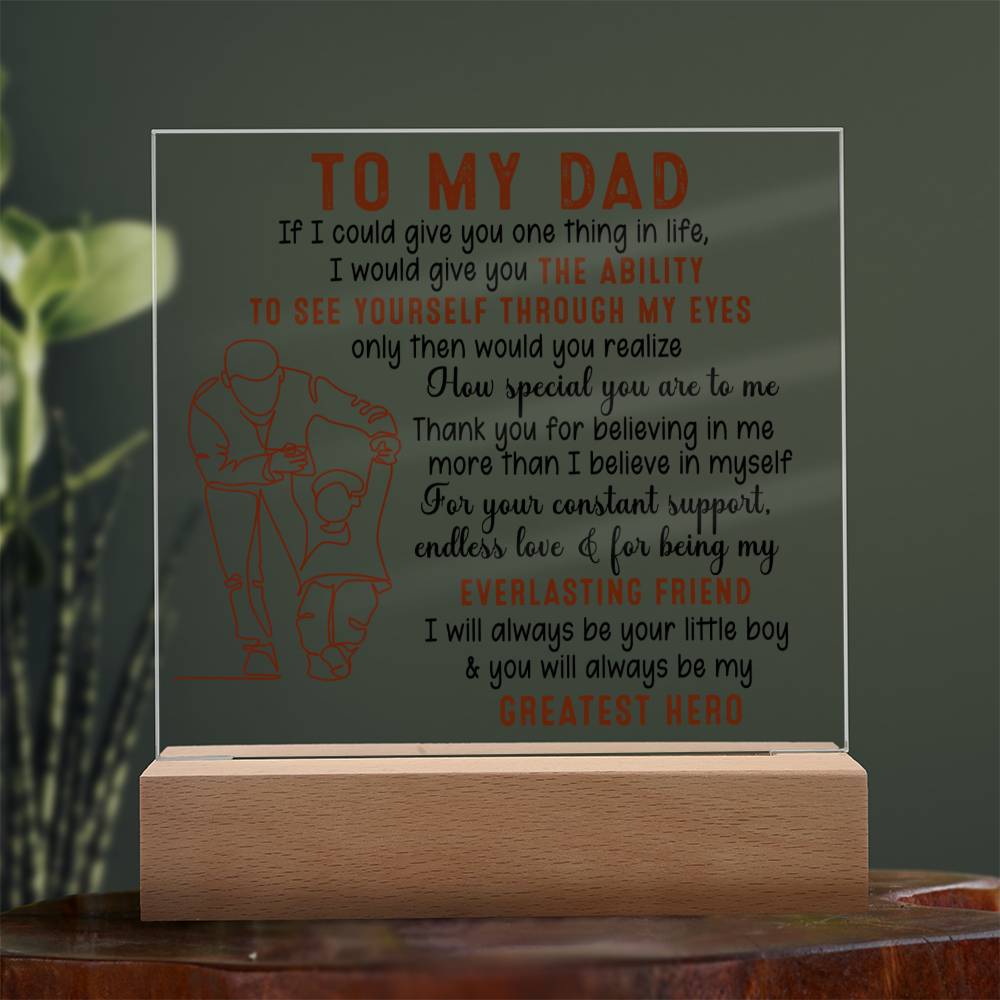 Surprise the remarkable dad in your life with this meaningful gift! Featuring a classic “To My Dad, My Greatest Hero” design, this customizable item also includes space to add your own name. Show your dad you care with this heartfelt item from Emporium Discounts. Personalize it and make it extra special for your dad with a name, date, or message of your own. This one-of-a-kind gift is sure to be treasured for years to come.