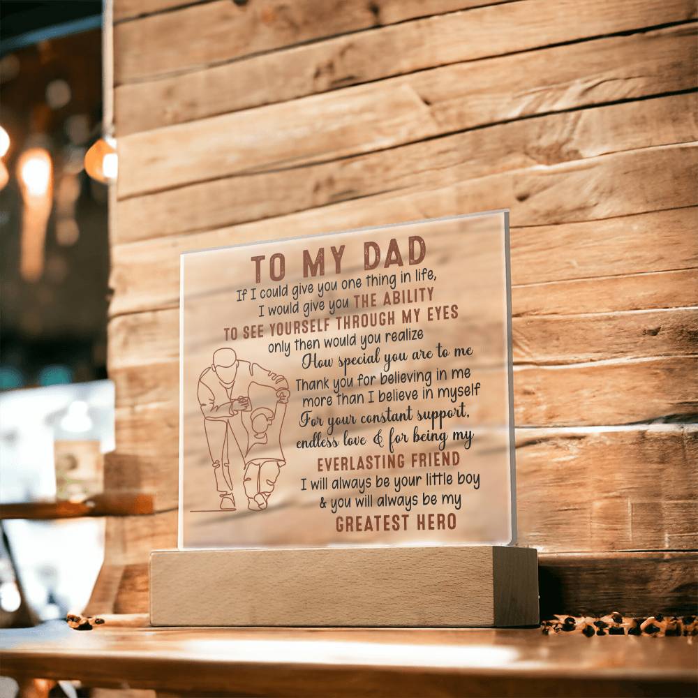 Surprise the remarkable dad in your life with this meaningful gift! Featuring a classic “To My Dad, My Greatest Hero” design, this customizable item also includes space to add your own name. Show your dad you care with this heartfelt item from Emporium Discounts. Personalize it and make it extra special for your dad with a name, date, or message of your own. This one-of-a-kind gift is sure to be treasured for years to come.
