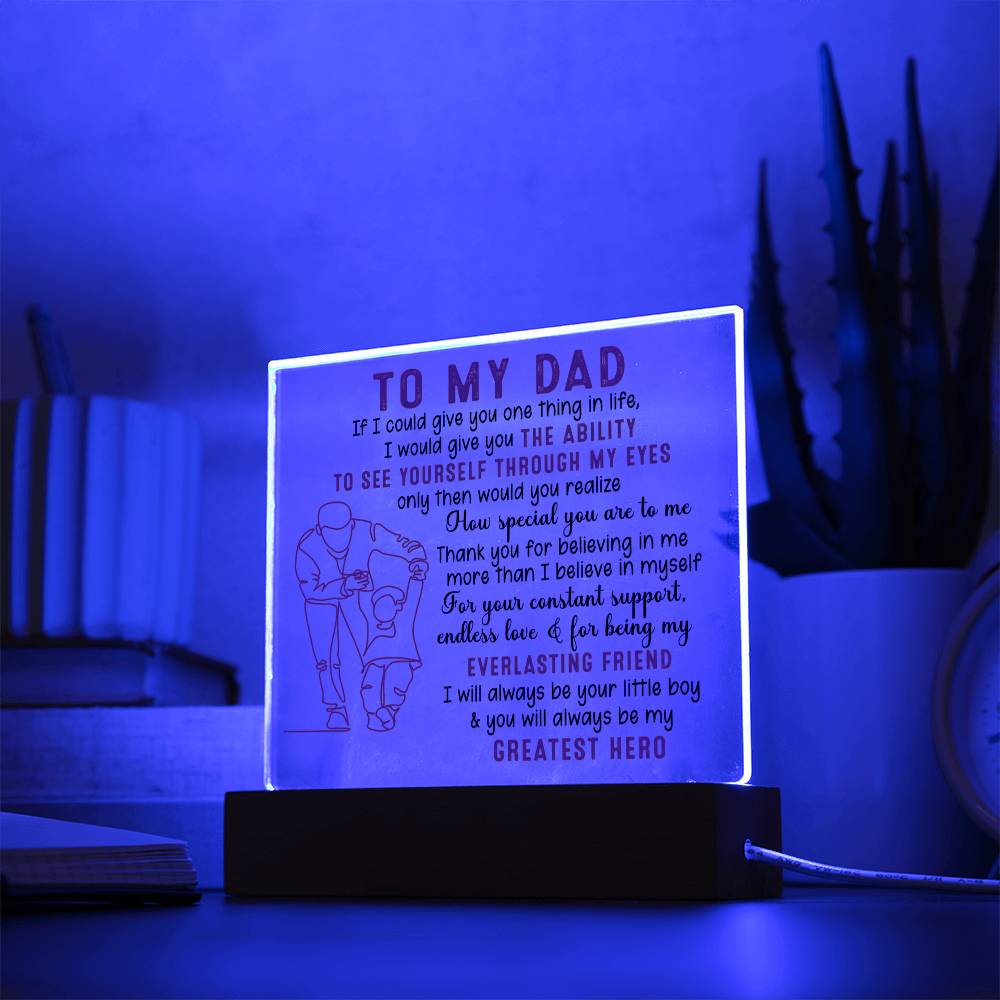 Surprise the remarkable dad in your life with this meaningful gift! Featuring a classic “To My Dad, My Greatest Hero” design, this customizable item also includes space to add your own name. Show your dad you care with this heartfelt item from Emporium Discounts. Personalize it and make it extra special for your dad with a name, date, or message of your own. This one-of-a-kind gift is sure to be treasured for years to come.