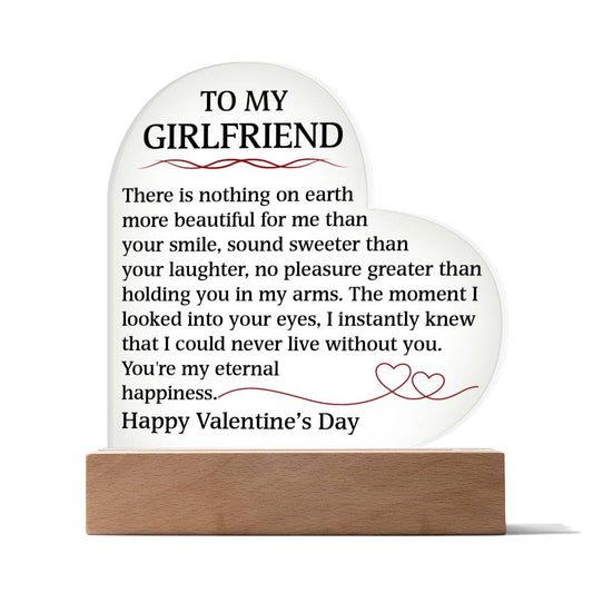 Happy Valentine's Day Engraved Acrylic Heart Plaque