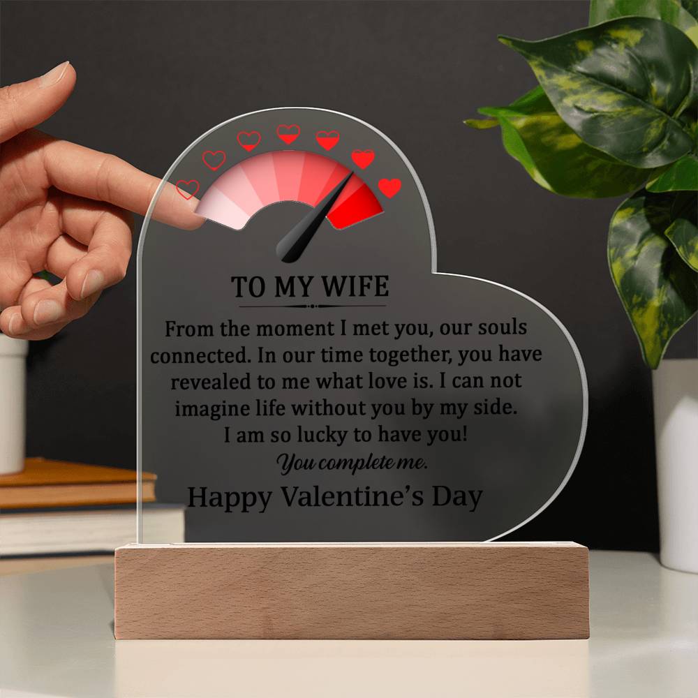 To My Wife Engraved Acrylic Heart Plaque