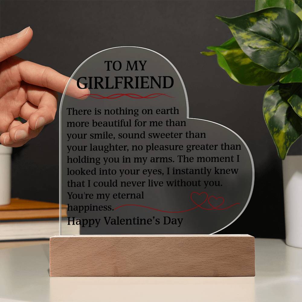 Happy Valentine's Day Engraved Acrylic Heart Plaque