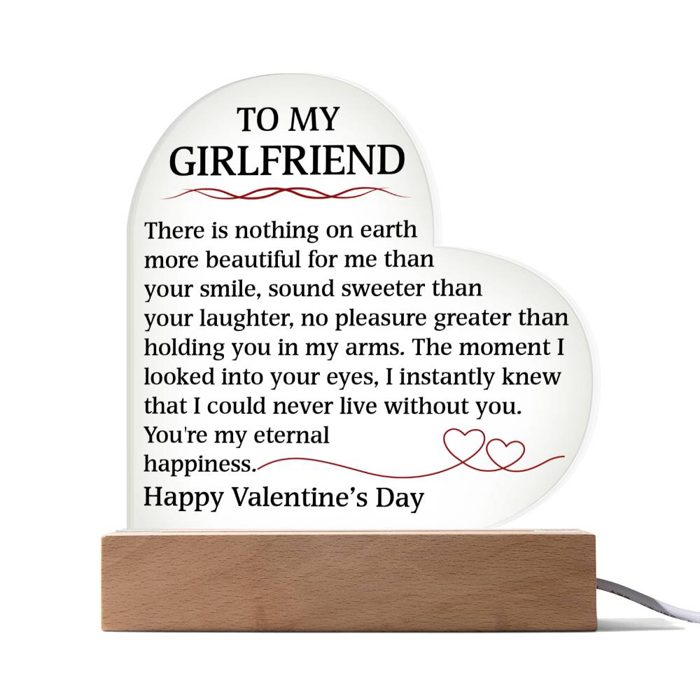 Happy Valentine's Day Engraved Acrylic Heart Plaque