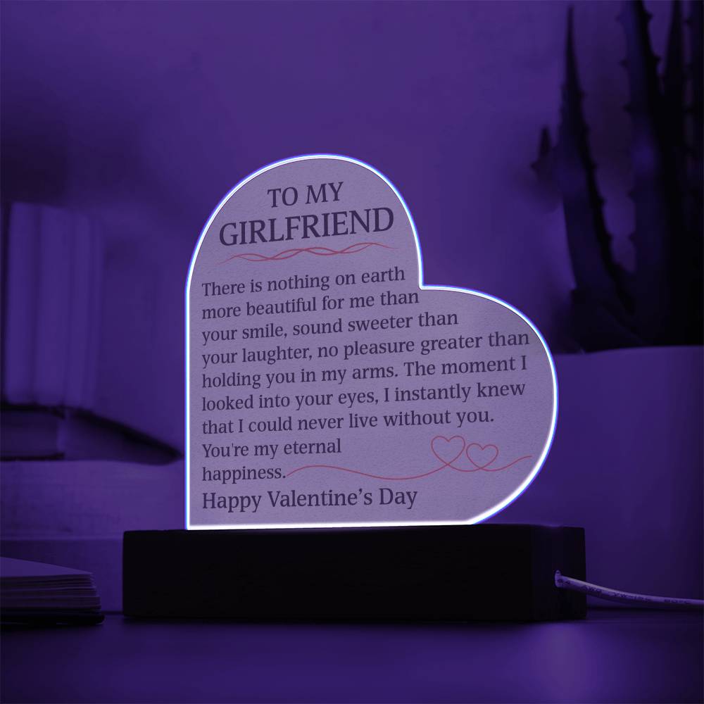 Happy Valentine's Day Engraved Acrylic Heart Plaque