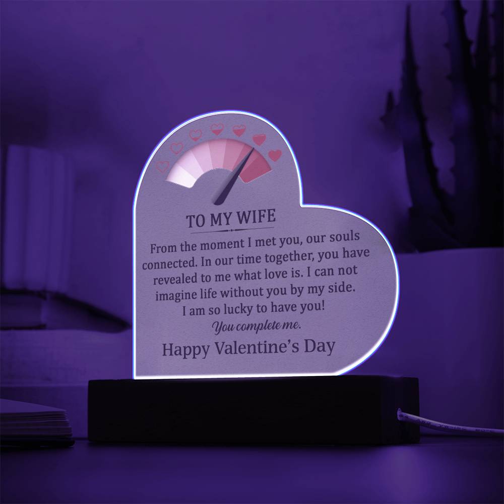 To My Wife Engraved Acrylic Heart Plaque