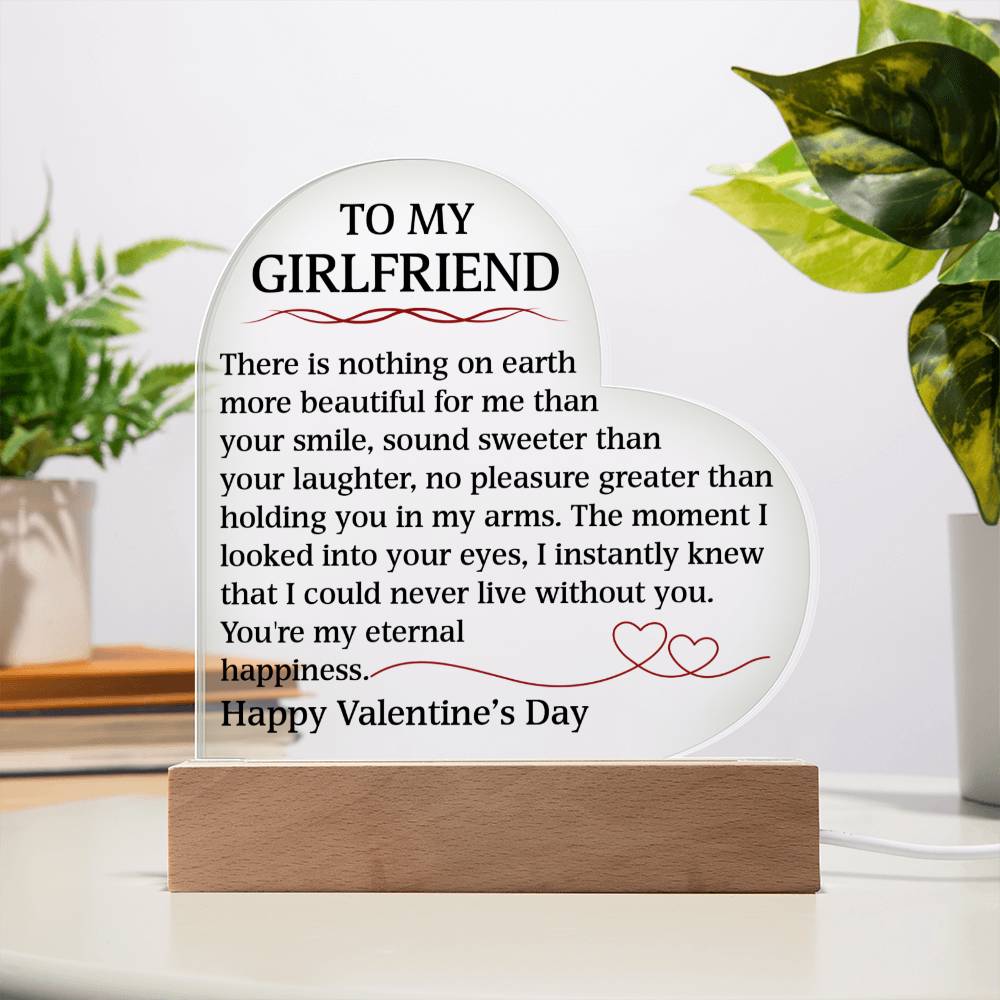 Happy Valentine's Day Engraved Acrylic Heart Plaque