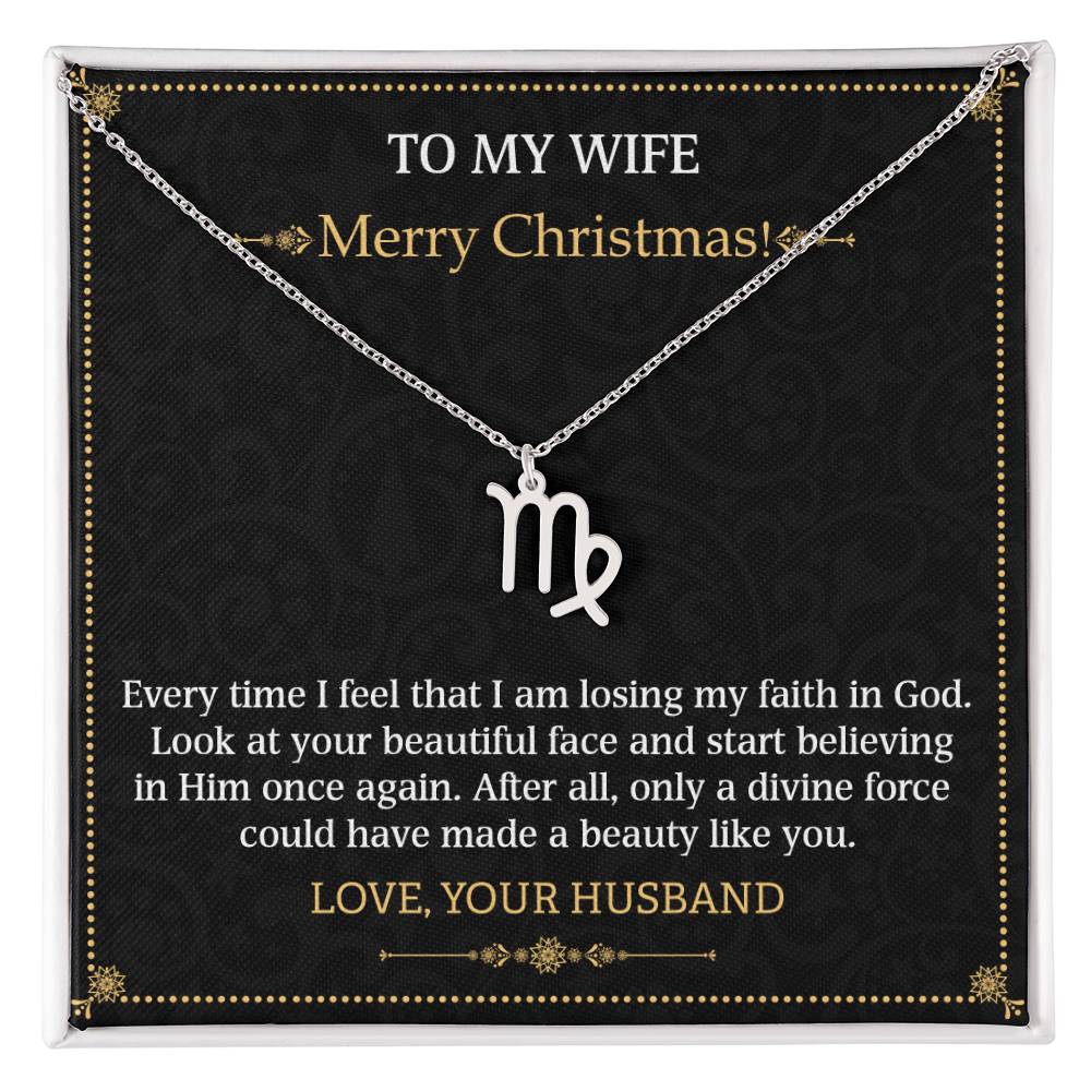 Zodiac Name Necklace To my Wife Merry Christmas
