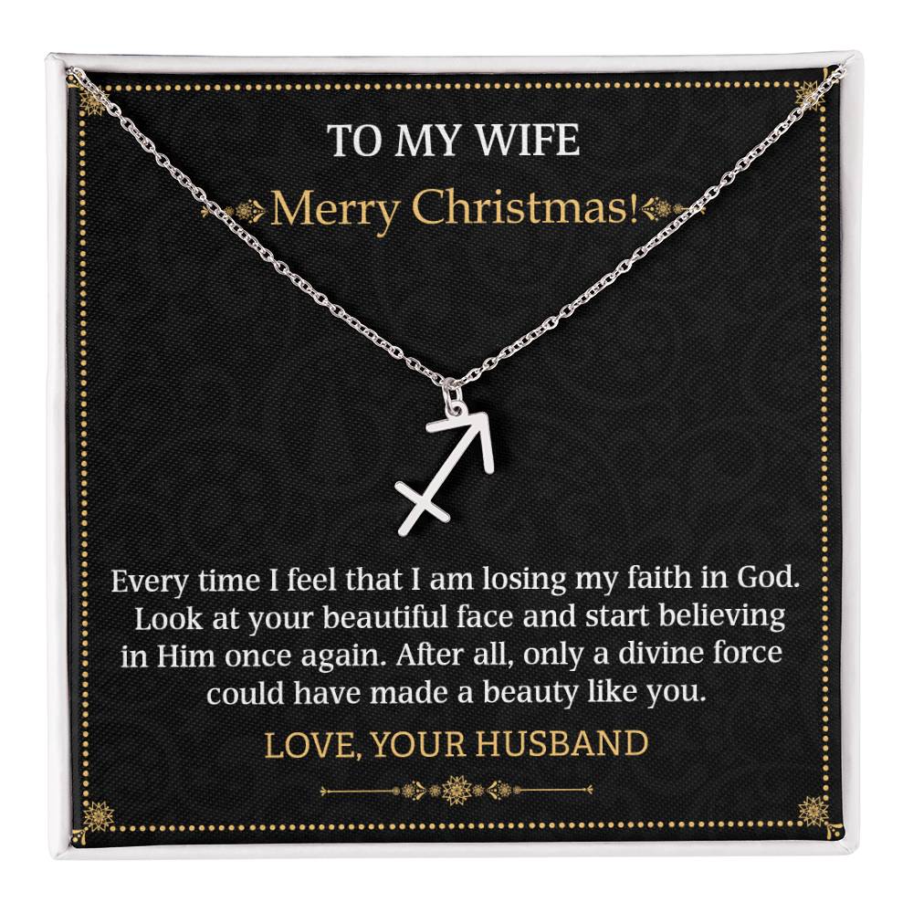 Zodiac Name Necklace To my Wife Merry Christmas