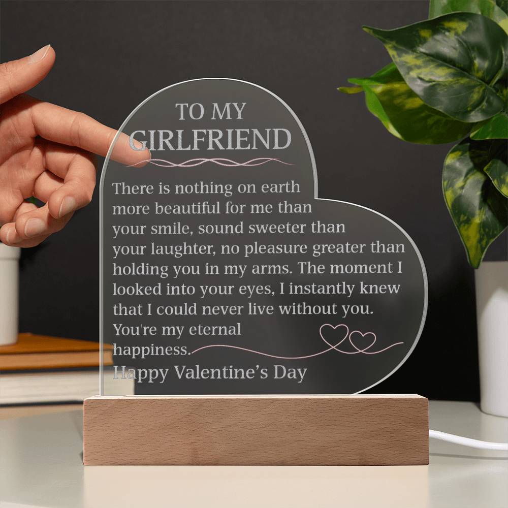 Happy Valentine's Day Engraved Acrylic Heart Plaque