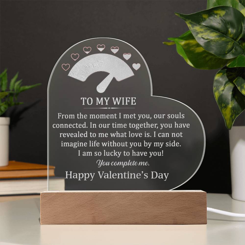 To My Wife Engraved Acrylic Heart Plaque