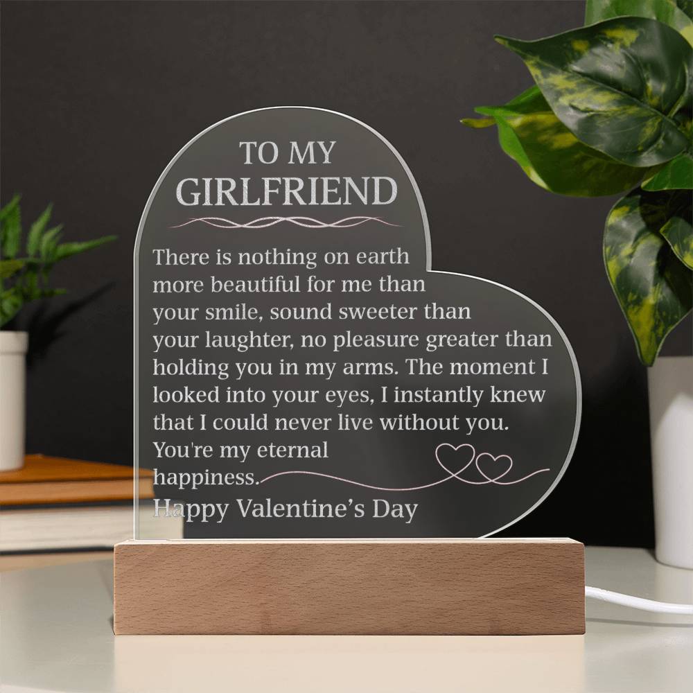 Happy Valentine's Day Engraved Acrylic Heart Plaque