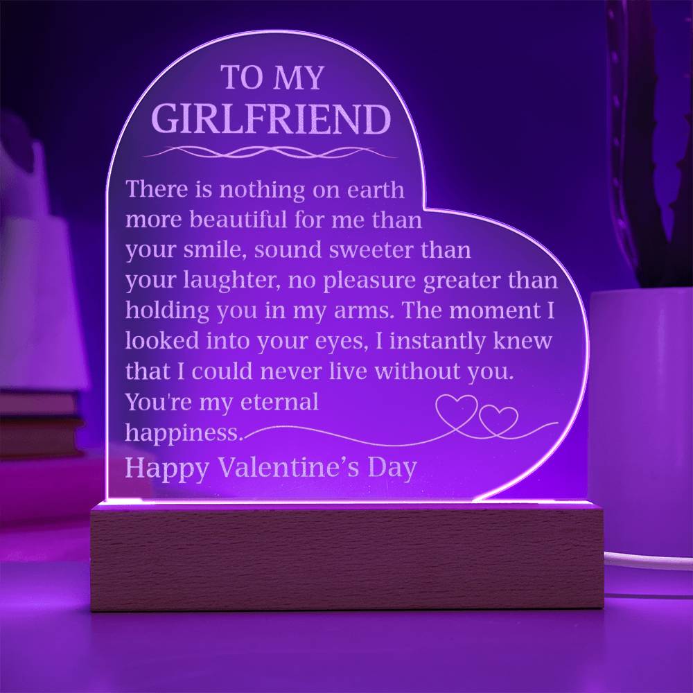 Happy Valentine's Day Engraved Acrylic Heart Plaque