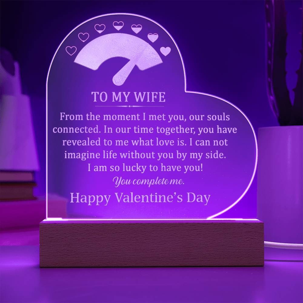 To My Wife Engraved Acrylic Heart Plaque