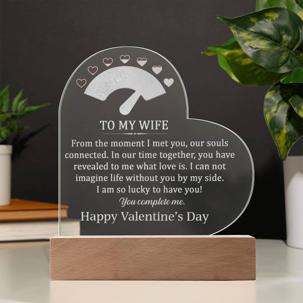 To My Wife Engraved Acrylic Heart Plaque