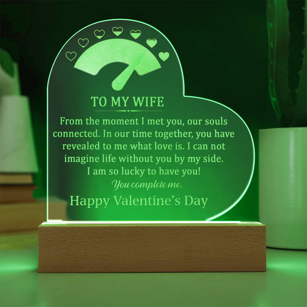 To My Wife Engraved Acrylic Heart Plaque