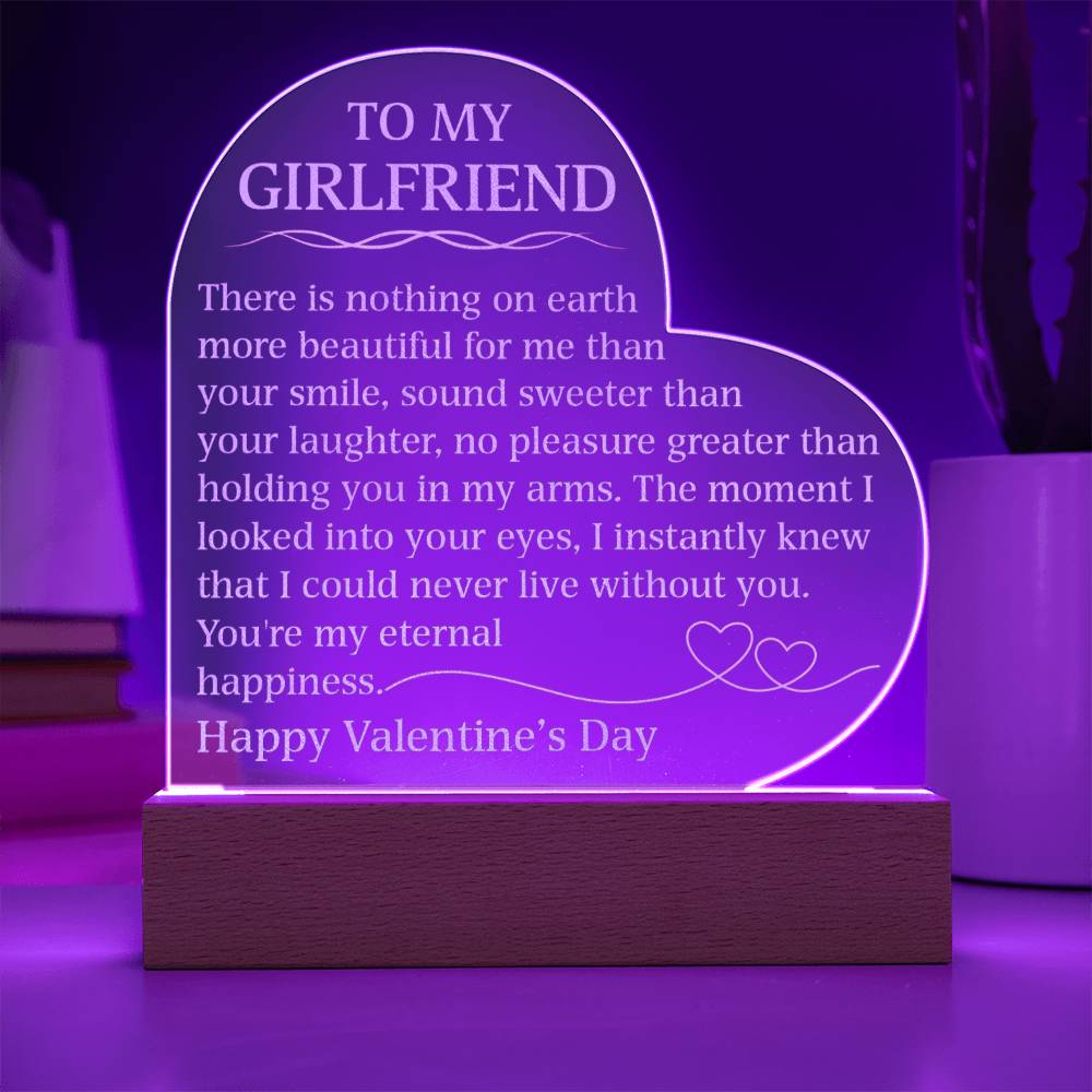 Happy Valentine's Day Engraved Acrylic Heart Plaque