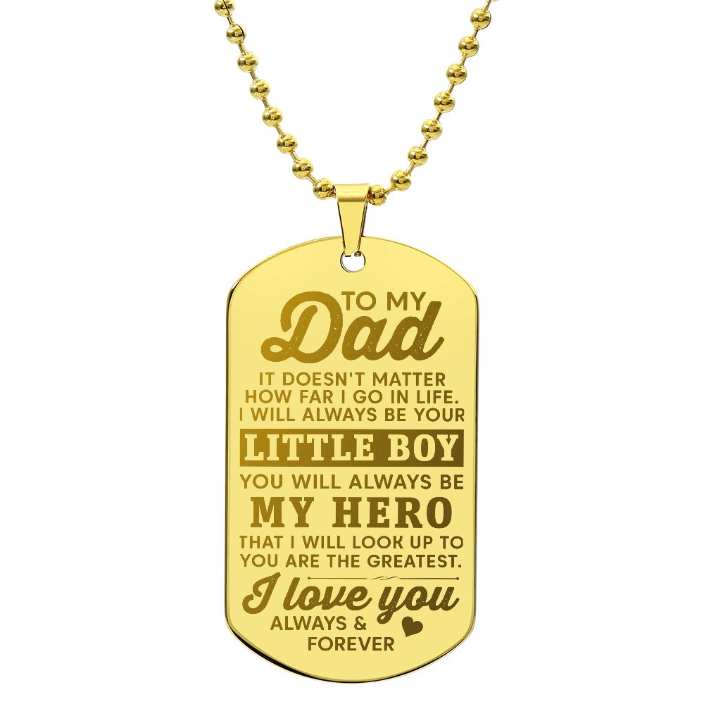 Surprise your dad on Father's Day or his birthday by giving him this unique and eye-catching Engraved Necklace! It's a classic, yet stylish statement piece that is sure to spark conversation.   Engraving option is available, you can choose to personalize onto the back of the pendant your dad's name, a special date, or anything else you want to remember and keep you close to their heart.