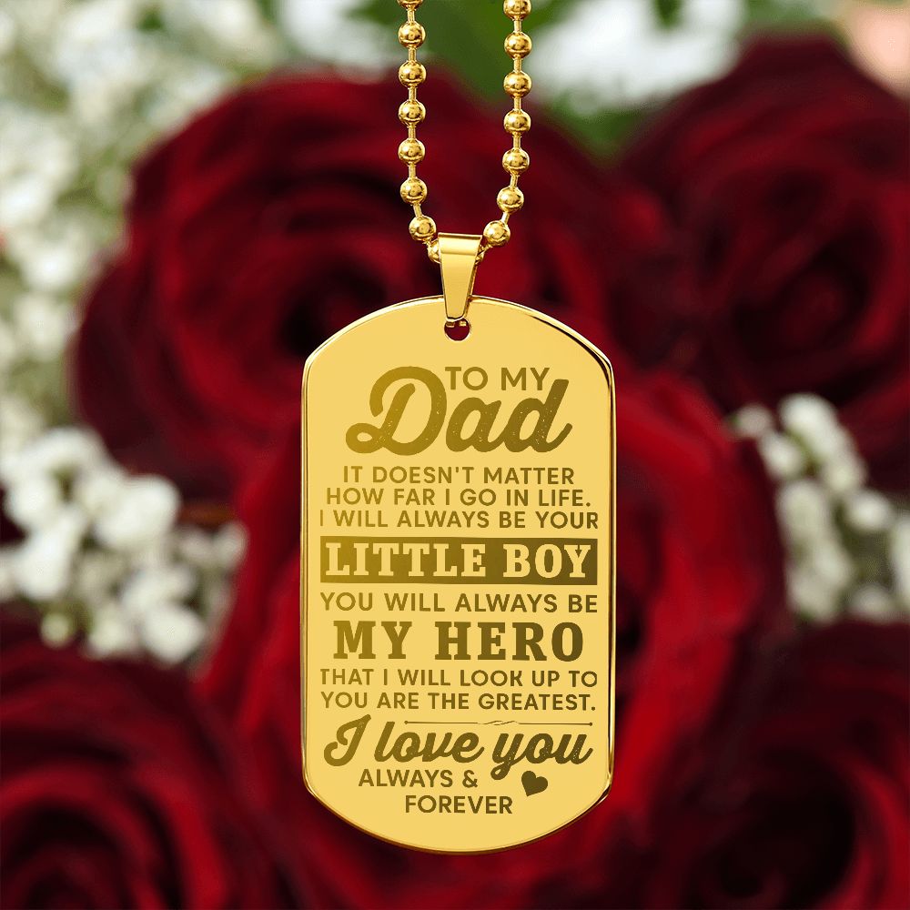 Surprise your dad on Father's Day or his birthday by giving him this unique and eye-catching Engraved Necklace! It's a classic, yet stylish statement piece that is sure to spark conversation.   Engraving option is available, you can choose to personalize onto the back of the pendant your dad's name, a special date, or anything else you want to remember and keep you close to their heart.