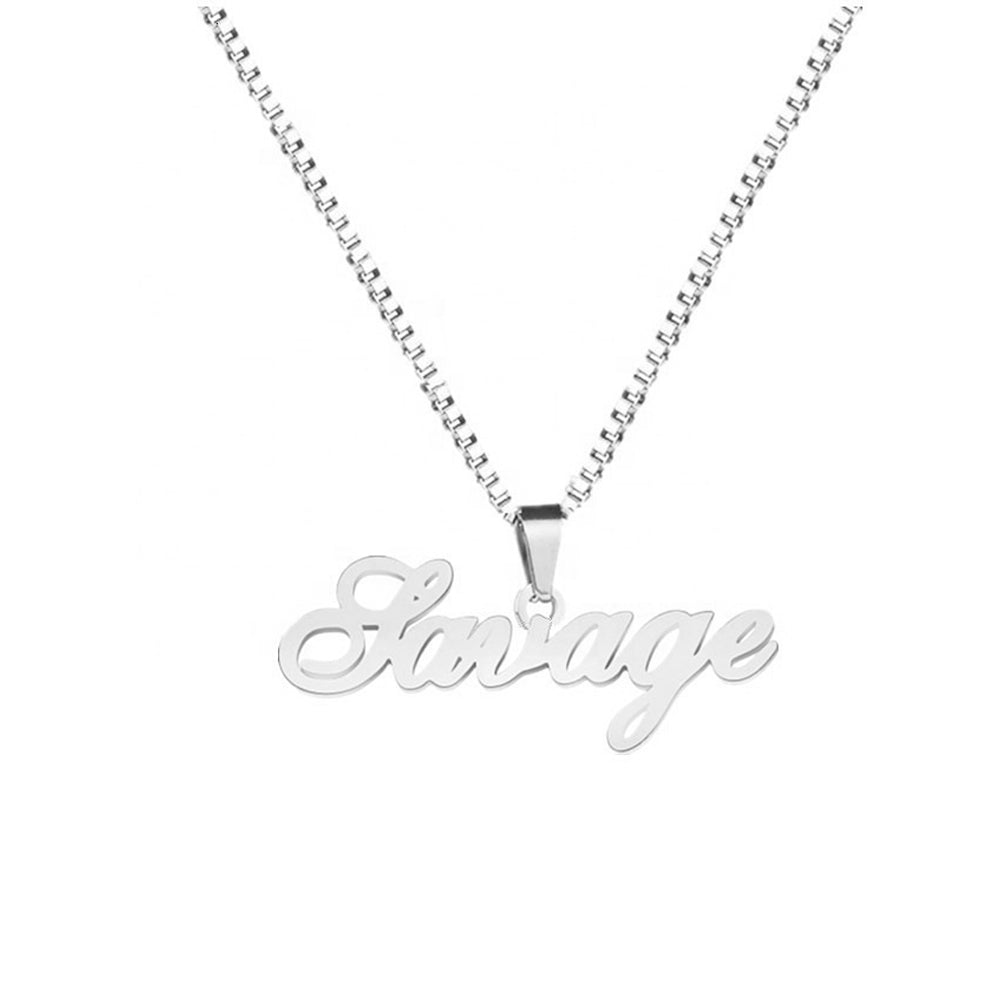 Custom Name Pendant Necklace Stainless Steel Name Plate Necklace