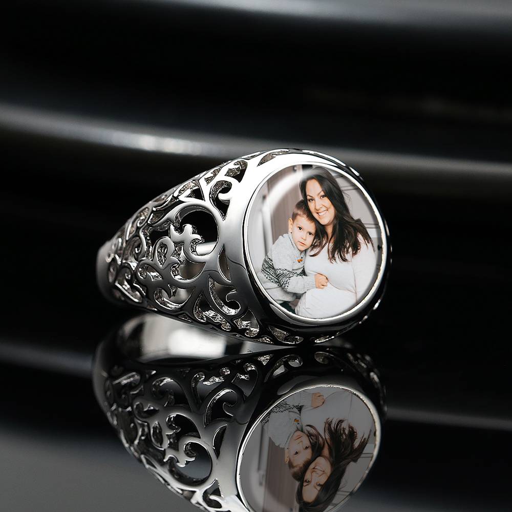 Round Women Rings Custom Photo Ring Mother's Day Gifts Emporium Discounts