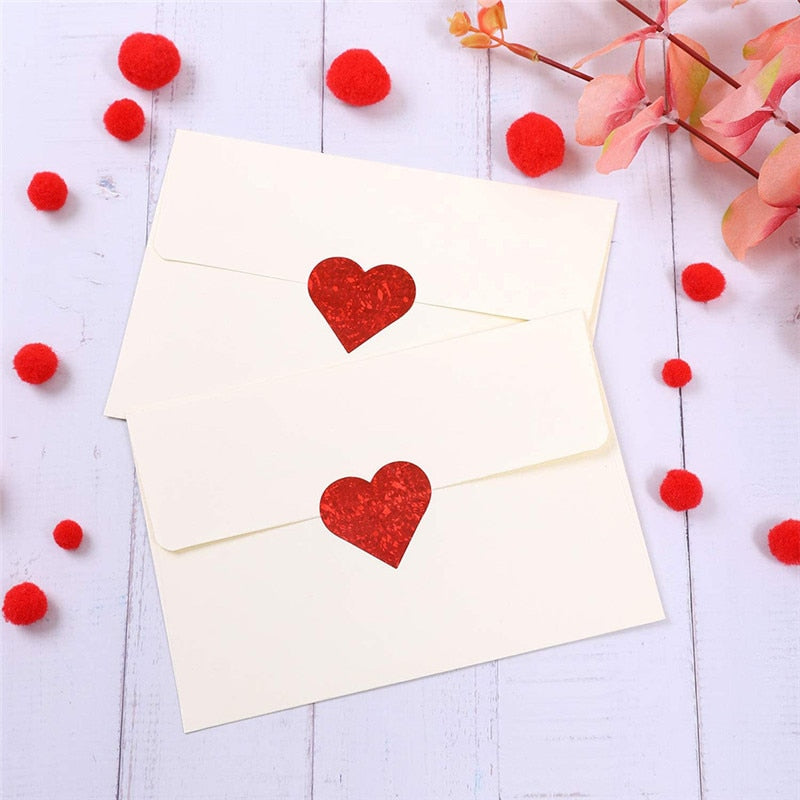 500pcs Heart Shape Labels Valentine's Day Mother's Day Father's Day Paper Packaging Sticker Gift Box Packing Bag Wedding Thanks Stickers Emporium Discounts