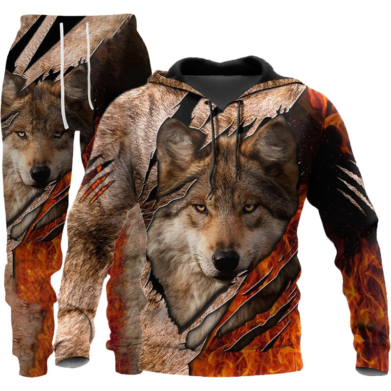 3D Wolf Print Tracksuit Men Sportswear Hooded Sweatsuit Two Piece Outdoors Running Fitness Men Jogging Set Emporium Discounts 5 Daily Products Or Gadgets Per Day Products