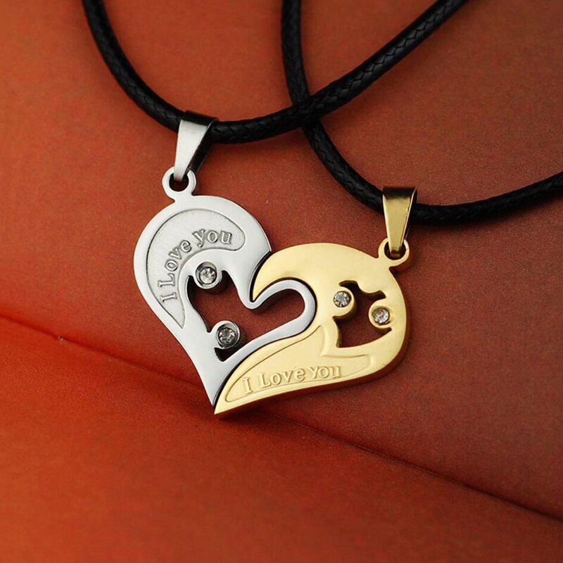 1 pair Fashion Couple Heart Shape I Love You Pendant Necklace Unisex Lovers Couples Jewelry Fashion Gift Accessories Emporium Discounts 5 Daily Products Or Gadgets Per Day