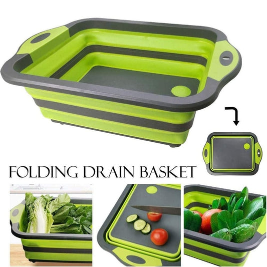 Multifunctional Collapsible Cutting Board, Portable Drain Basket for Camping, Picnic, BBQ, Kitchen Emporium Discounts