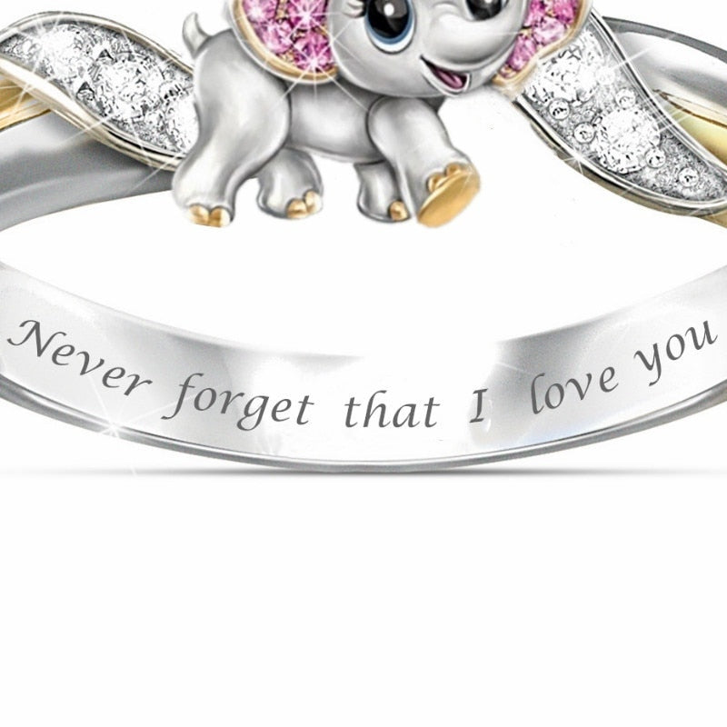  Never Forget I Love You Silver Cute Pink Elephant Crystal Zircon Engagement Ring Accessories Lover's Gift Anniversary Jewelry Emporium Discounts 5 Daily Products Or Gadgets Per Day