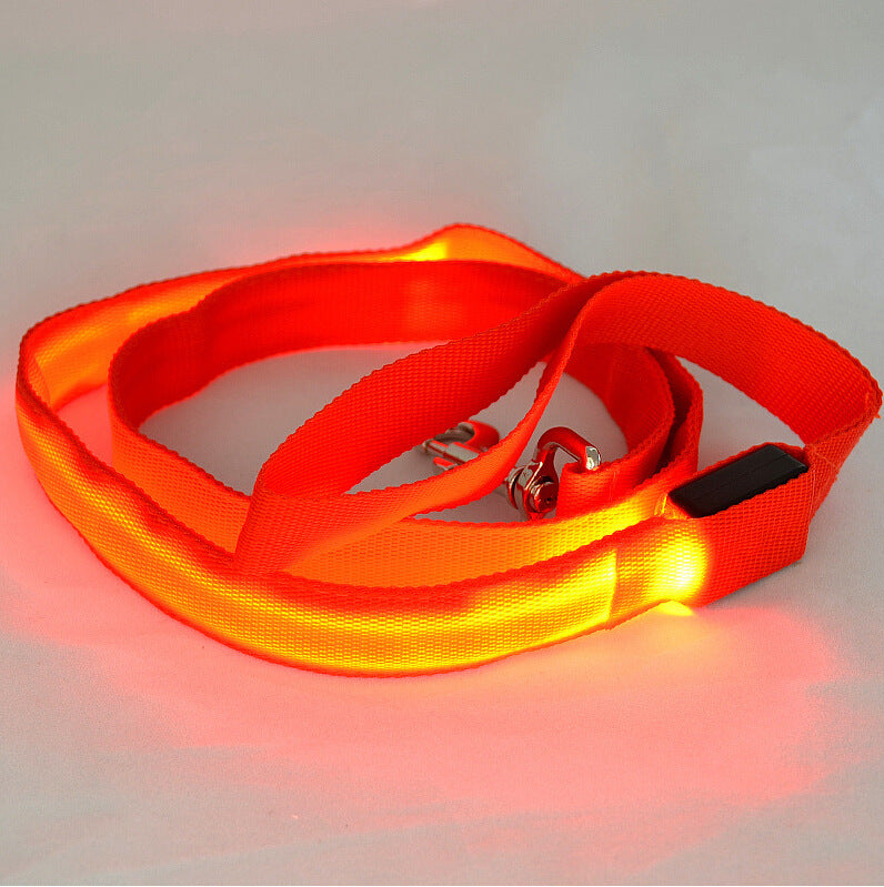 Glowing Pet Leash Glowing Dog LED Emporium Discounts Orange Light night