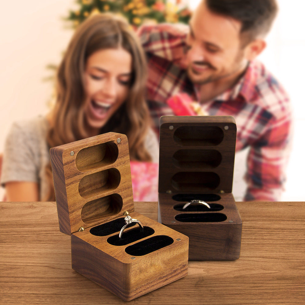 Personalized Triple Slot Ring Storage Wedding Engagement Proposal Wood Ring Box Emporium Discounts