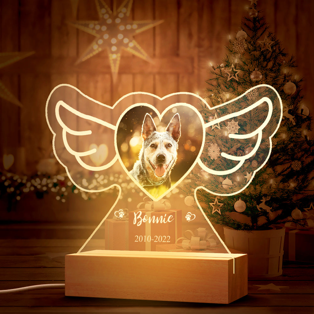 Personalized Pet Photo Lamp Custom Name Angel Wings Night Light Emporium Discounts 