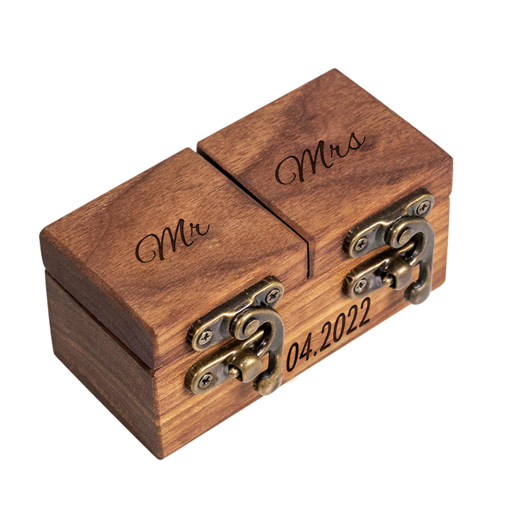 Custom Double Ring Boxes Personalized Wood Ring Bearer Box Emporium Discounts