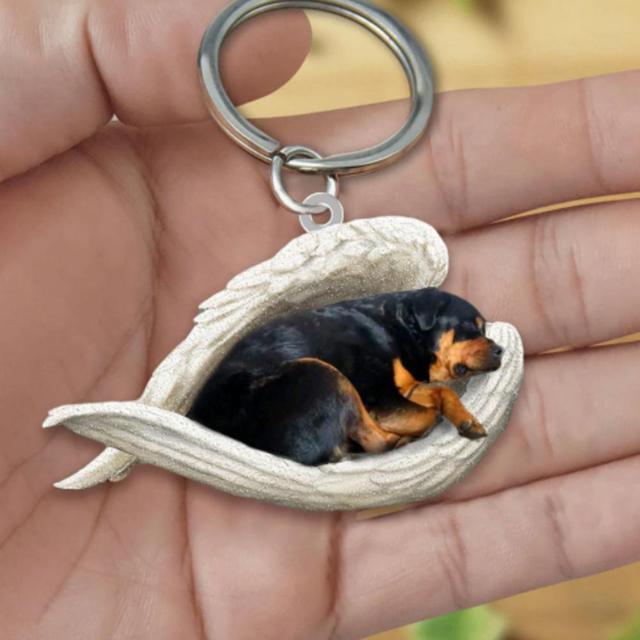 Dog Sleeping Angel Keychains Emporium Discounts Rottweiler