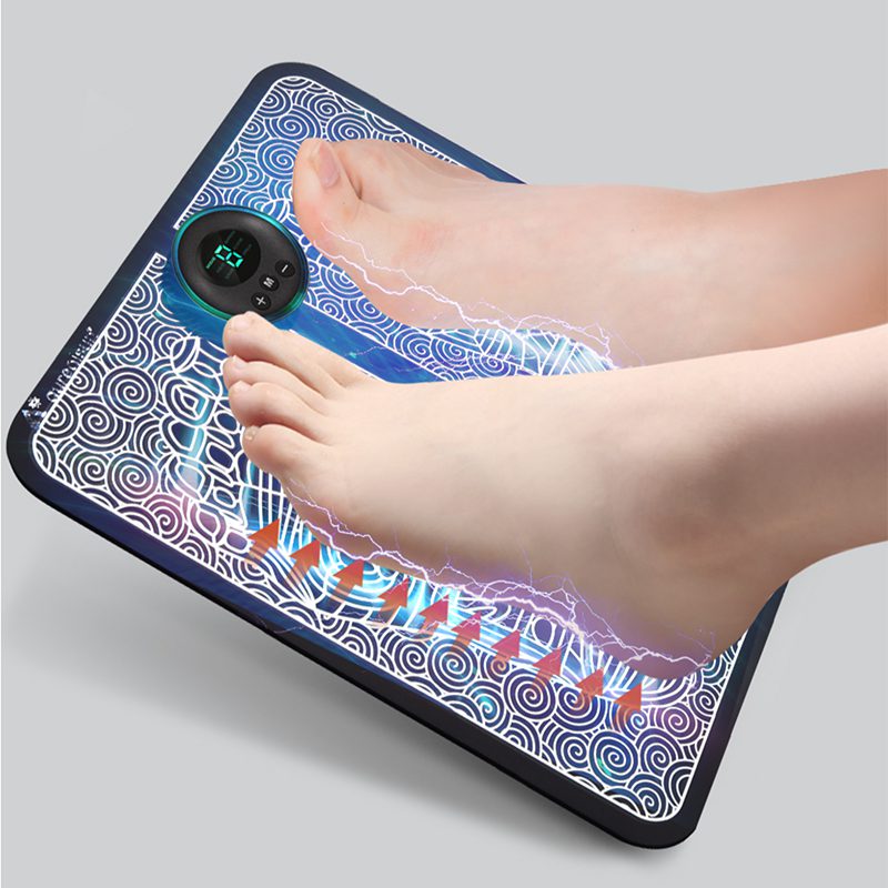 Experience the EMS Foot Massager: a modern solution for tackling cramps, swollen ankles, rigidity, and aches in your feet. This device uses electric pulses to quickly improve blood flow, diminish varicose veins, and provide your legs with a revitalizing lightness.