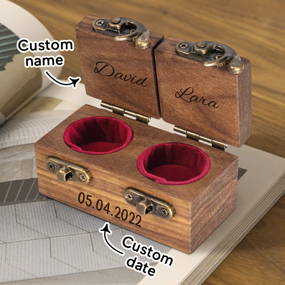 Custom Double Ring Boxes Personalized Wood Ring Bearer Box Emporium Discounts