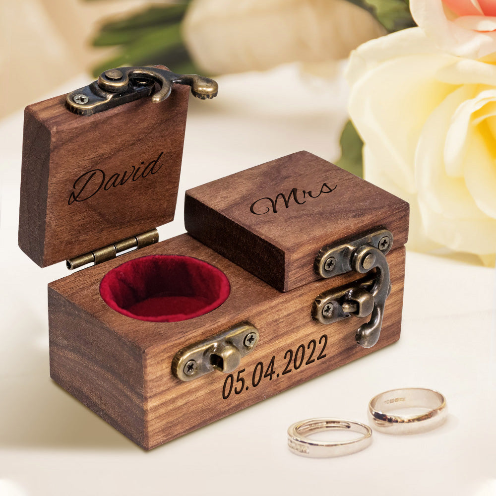 Custom Double Ring Boxes Personalized Wood Ring Bearer Box Emporium Discounts