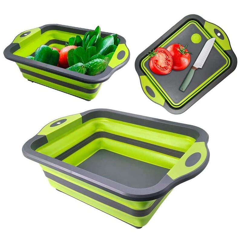 Multifunctional Collapsible Cutting Board, Portable Drain Basket for Camping, Picnic, BBQ, Kitchen Emporium Discounts