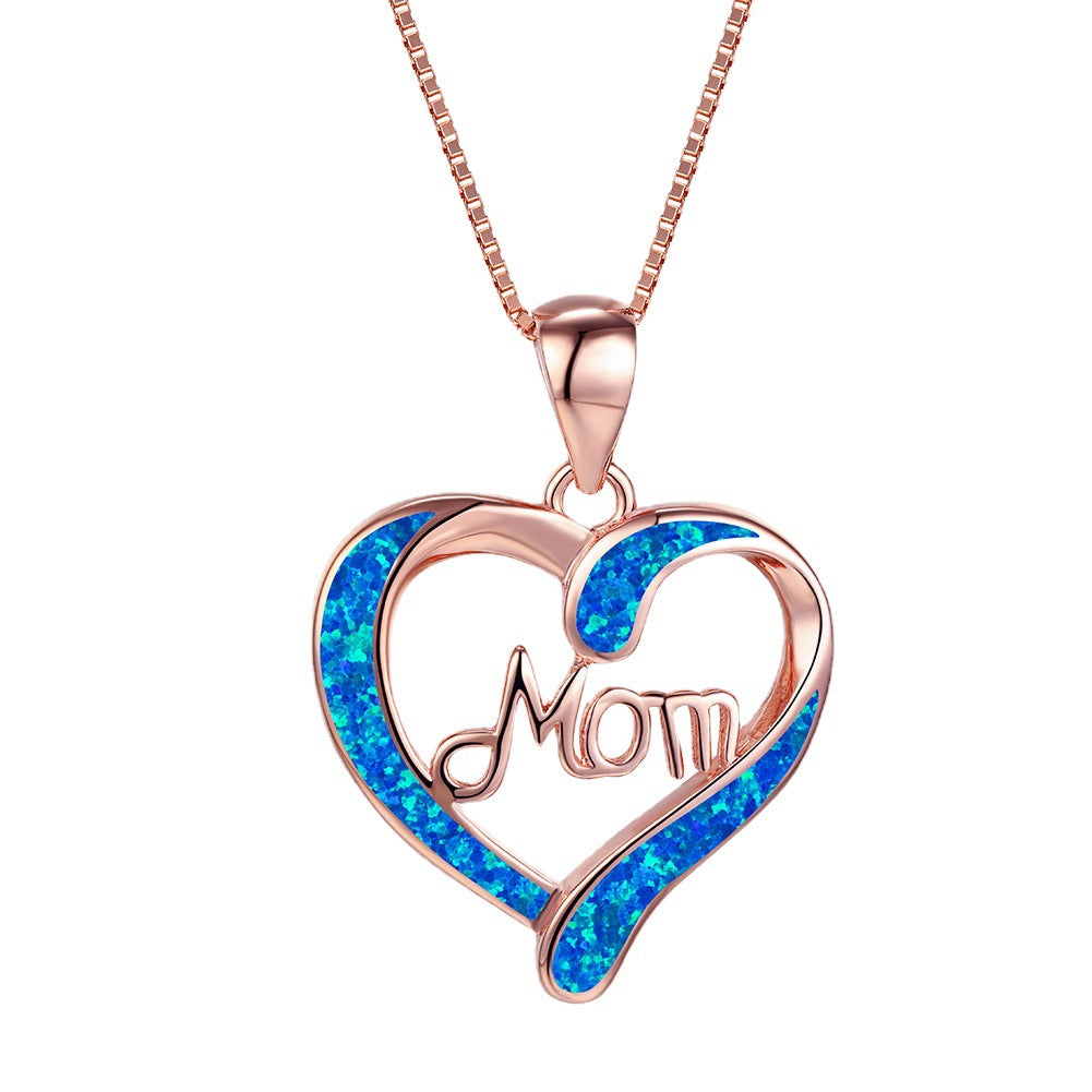 Fashion Love Shape MOM Letter Pendant Necklace Mother's Day Gift Jewelry