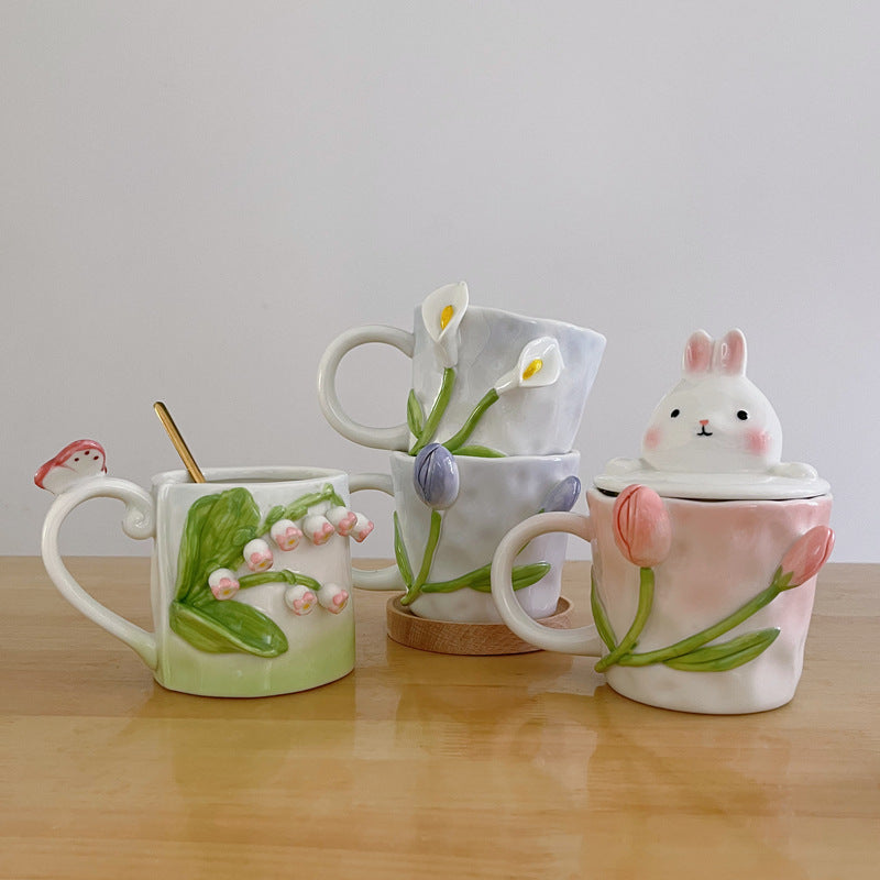 Premium Floral Hand Kneaded Ceramic Tulip Mug Emporium Discounts 5 Daily Products or Gadgets Per Day