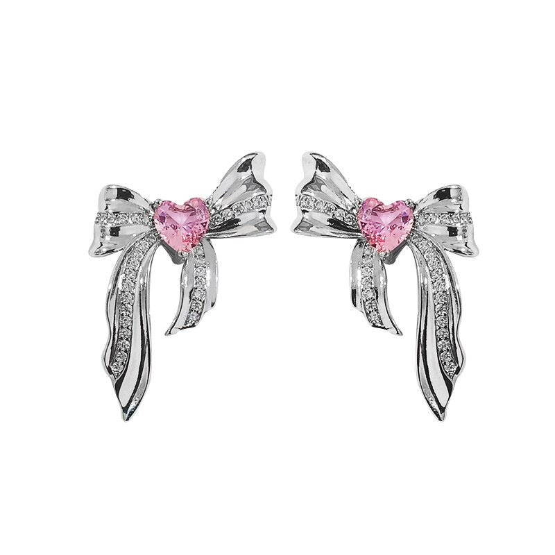 Sweet Pink Metal Bow Earrings Emporium Discounts