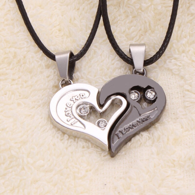 1 pair Fashion Couple Heart Shape I Love You Pendant Necklace Unisex Lovers Couples Jewelry Fashion Gift Accessories Emporium Discounts 5 Daily Products Or Gadgets Per Day