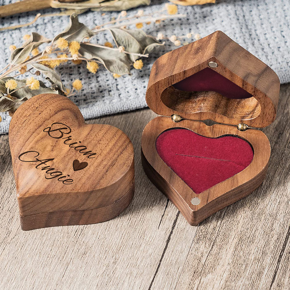 Personalized Wooden Ring Box Heart Proposal Engagement Ring Box Emporium Discounts