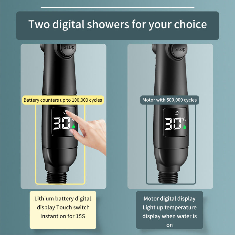 Digital Display Shower Temperature Control Fan Blade Booster Shower Nozzle Temperature Display Shower | Emporium Discounts