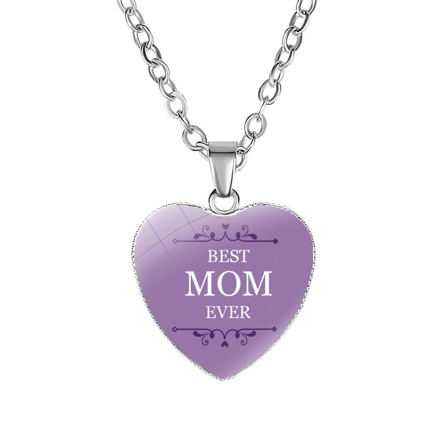 Mom's Love MOM Heart Pendant Necklace Simple Mother's Day Gift Gemstone Necklace Emporium Discounts