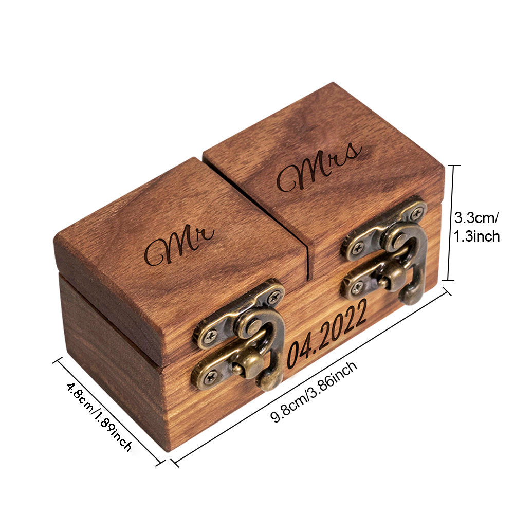 Custom Double Ring Boxes Personalized Wood Ring Bearer Box Emporium Discounts