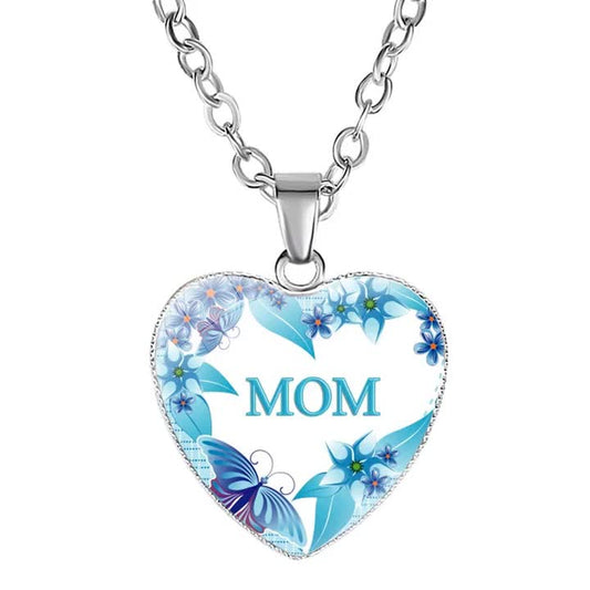 Mom's Love MOM Heart Pendant Necklace Simple Mother's Day Gift Gemstone Necklace Emporium Discounts